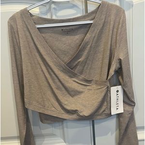 Athleta tan wrap top. Size M